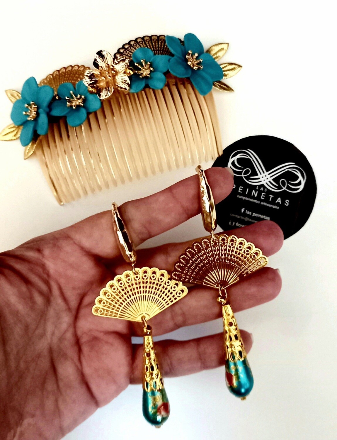Conjunto artesanal turquesa