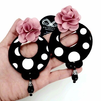 Aros lunares rosa palo
