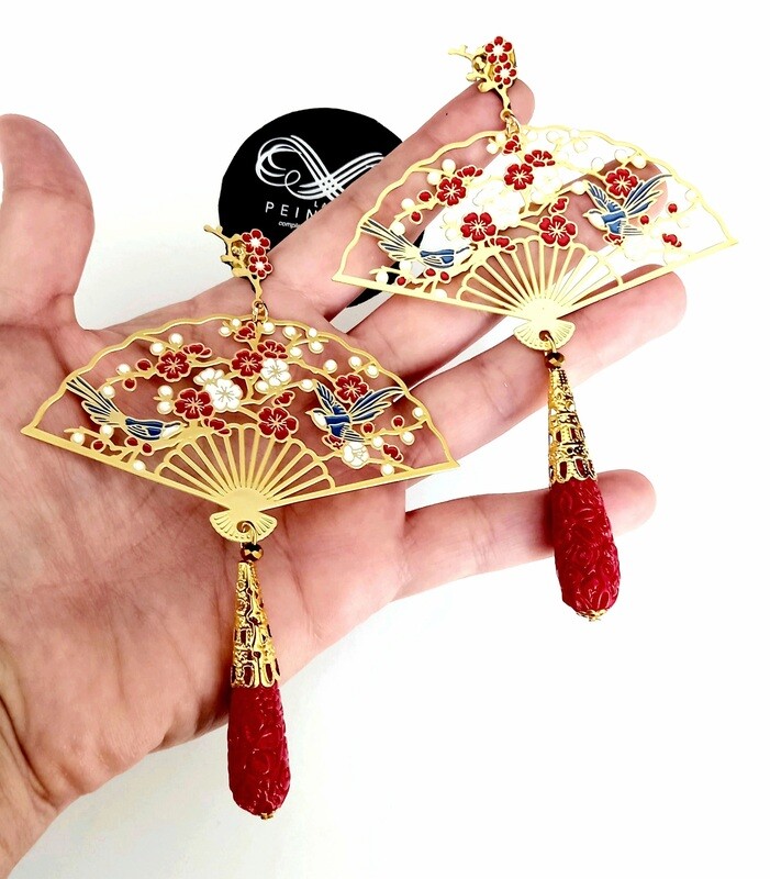 Pendientes abanicos y pajaros (bajo pedido)