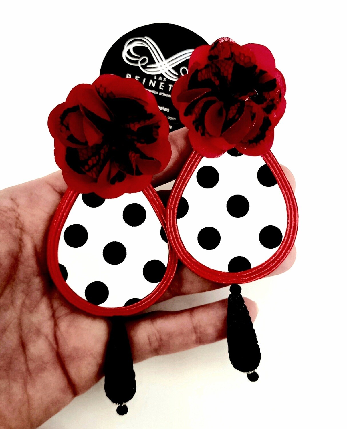 Pendientes lunares flor encaje
