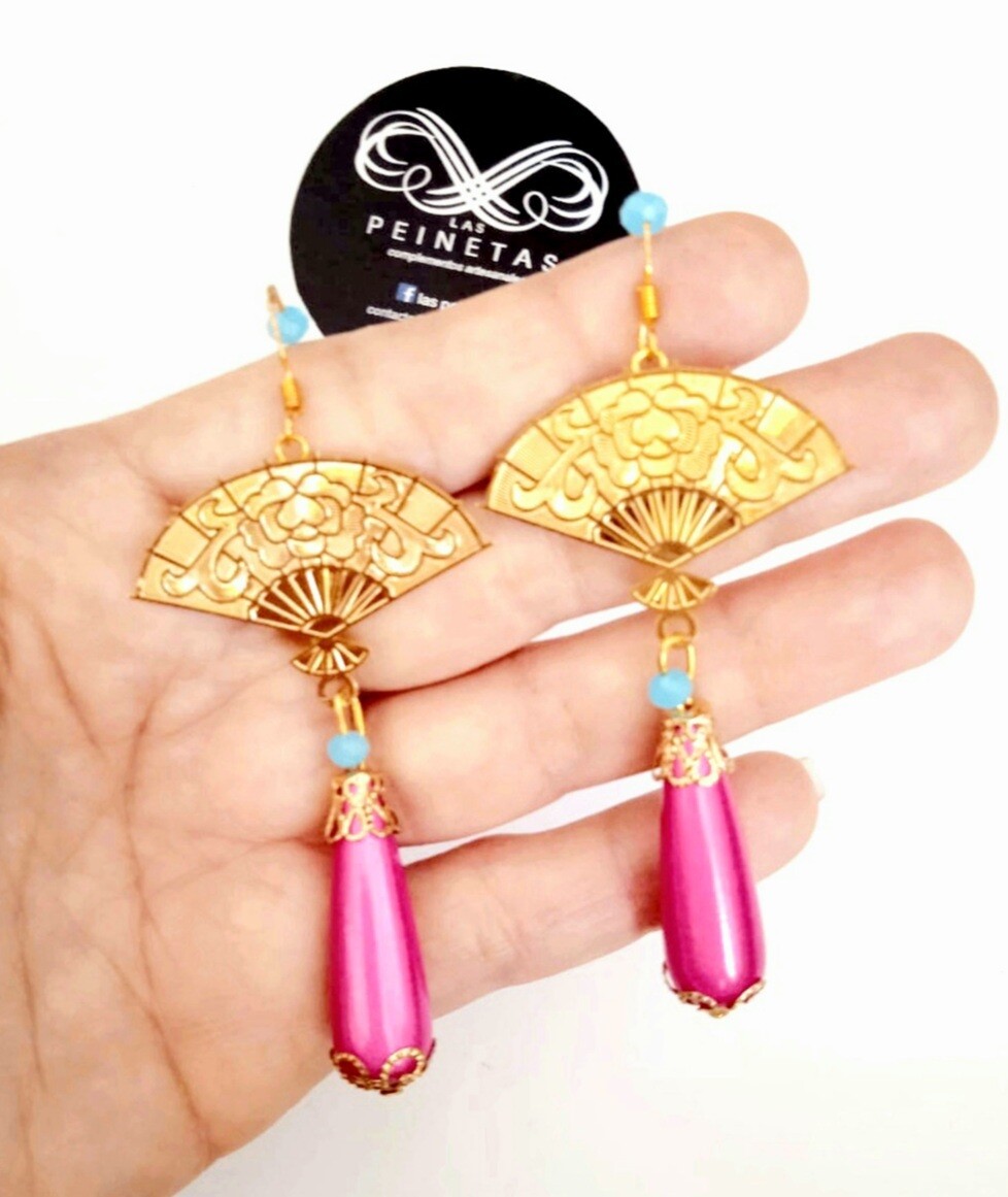 Pendientes abanicos fucsia