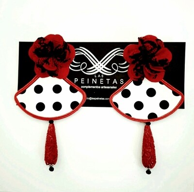 Pendientes lunares y flor (bajo pedido)