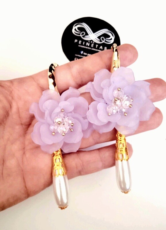 Pendientes flor lila