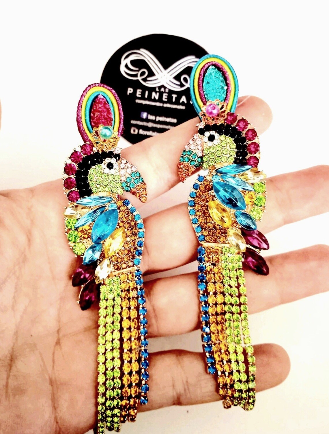 Pendientes ave multicolor