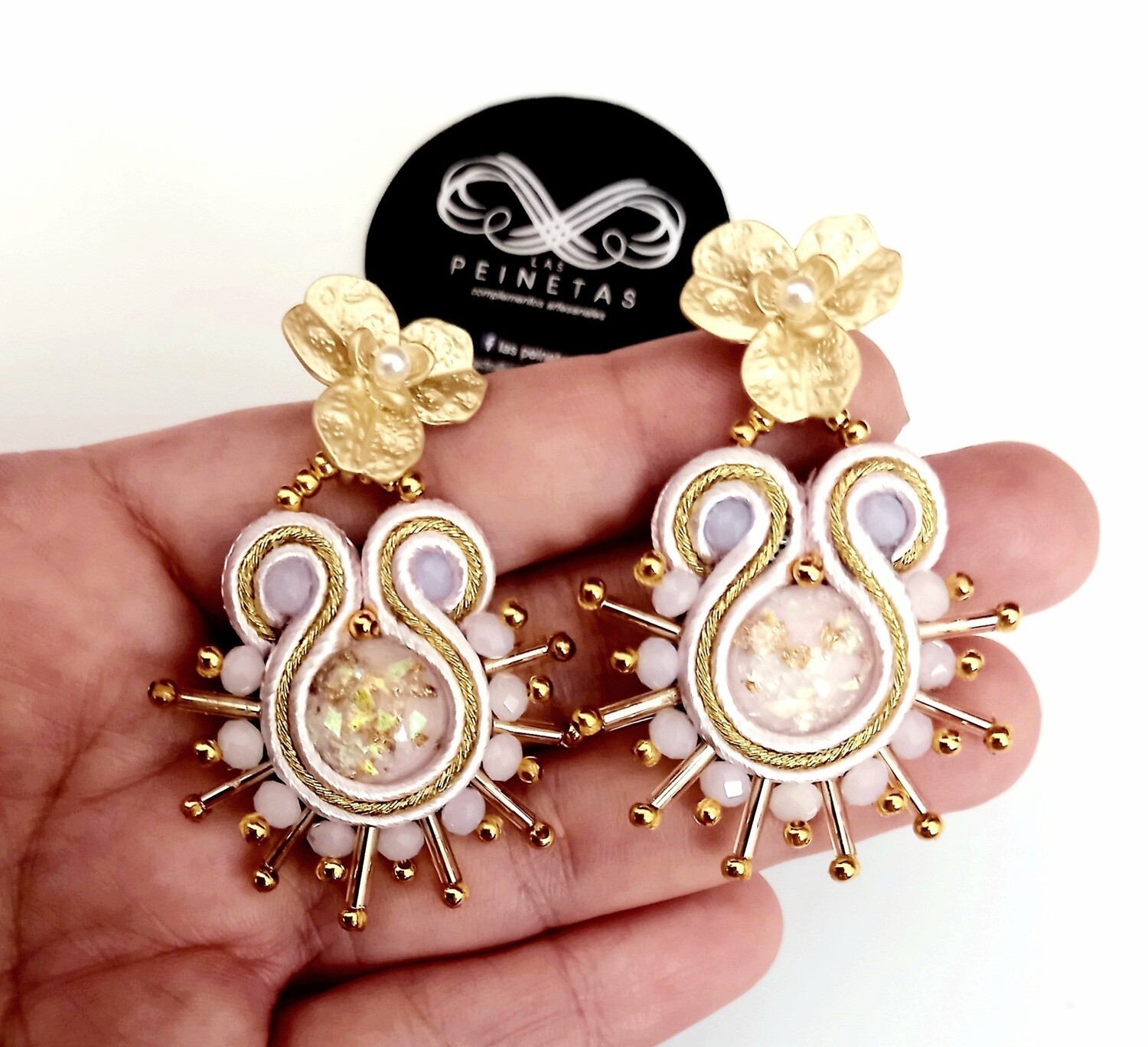 Pendientes cuarzo rosa