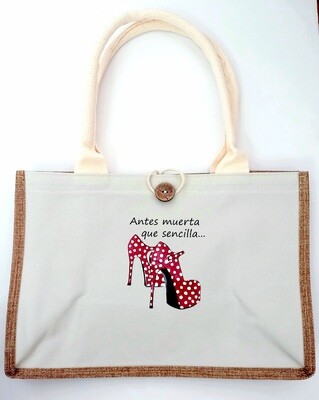 Bolso de lino con imagen flamenca