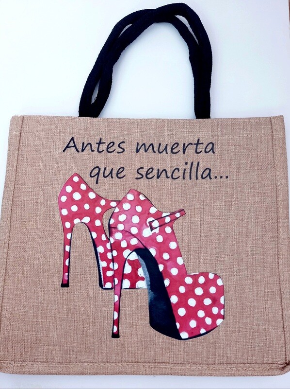 Bolso lino tacones flamencos