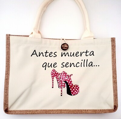 Bolso de lino con imagen flamenca