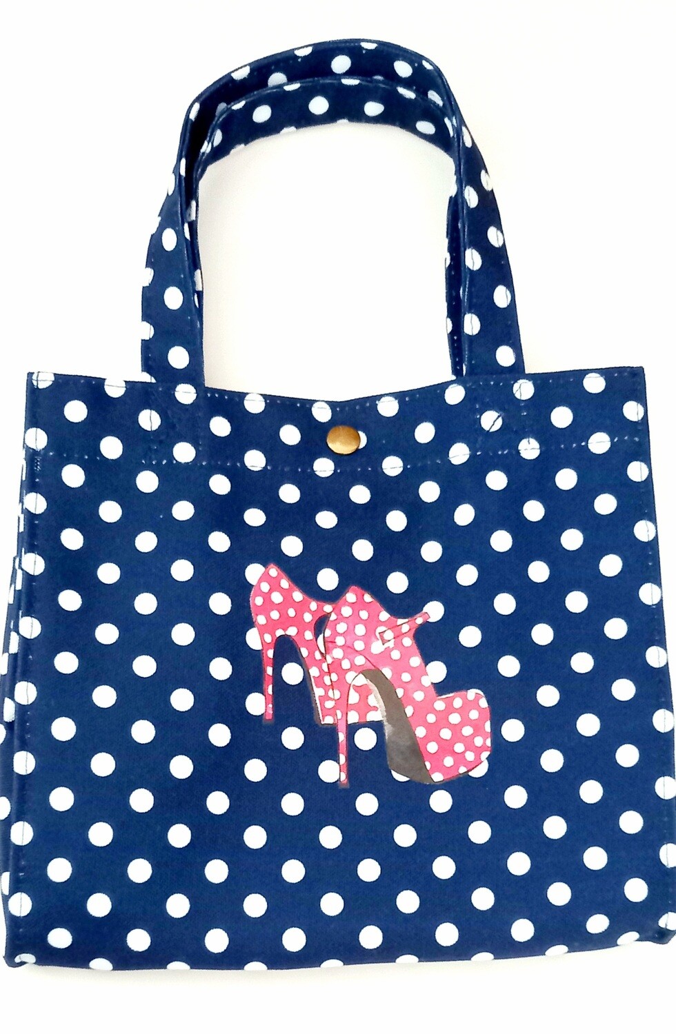 Bolso azul con lunares