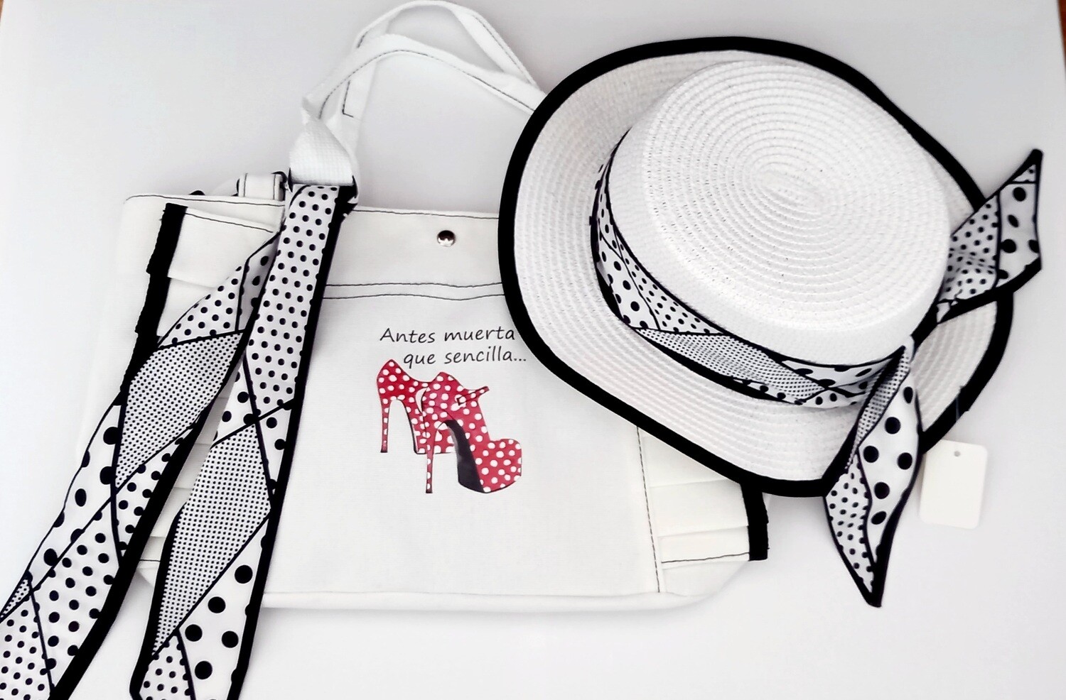 Conjunto Bolso de lona y sombrero