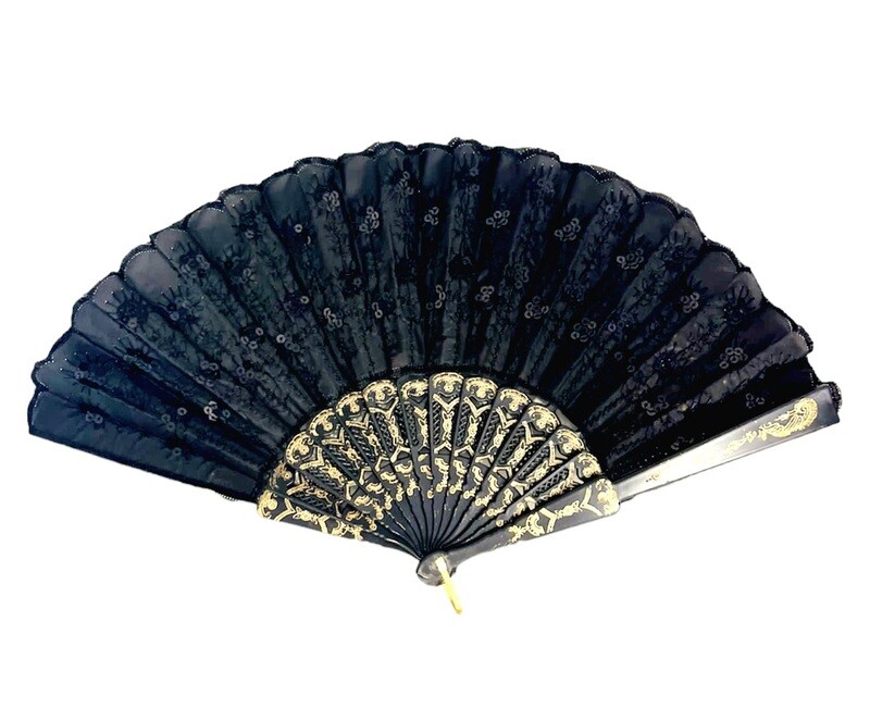 Abanico negro con brillos