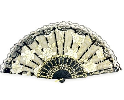 Abanico rosas doradas Abanico rosas doradas