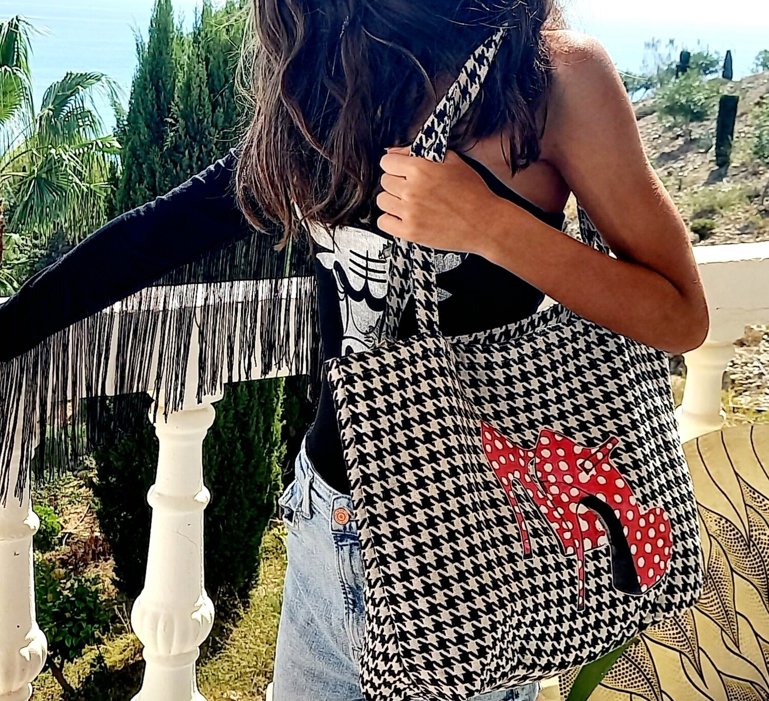 Bolsa tela pata de gallo