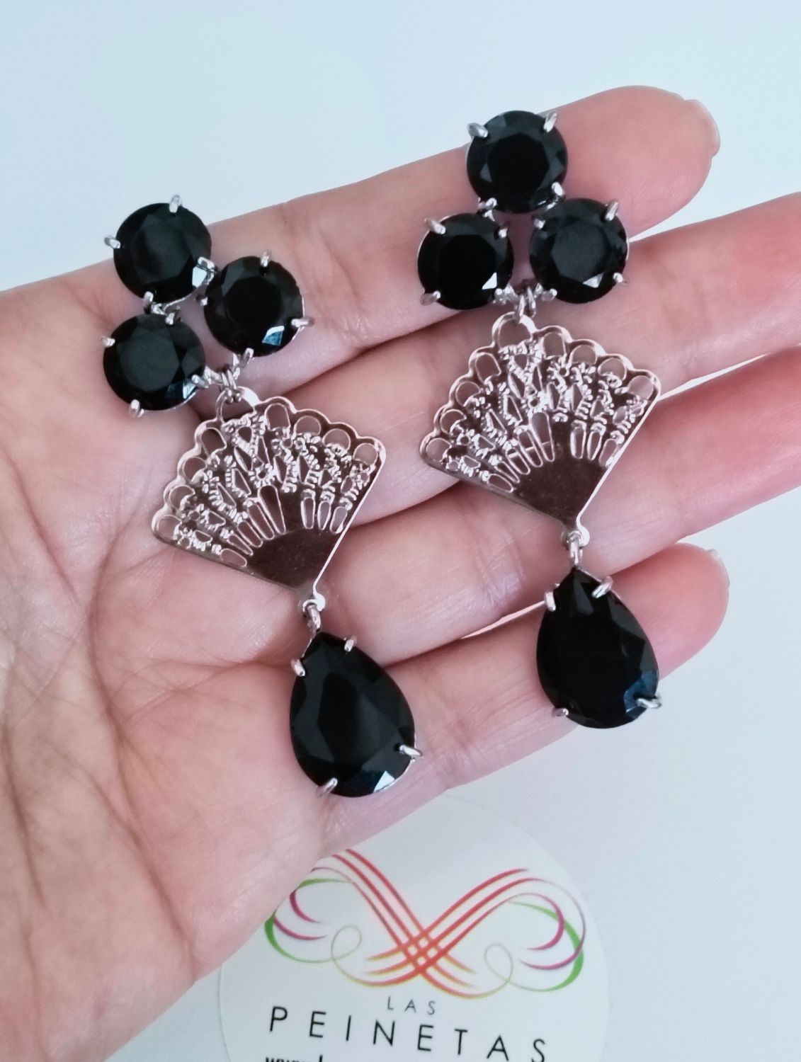 Pendientes negro y plata