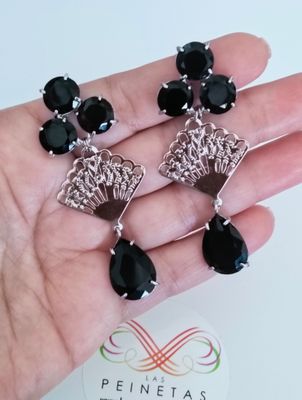 Pendientes negro y plata