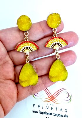 Pendientes druzy amarillos
