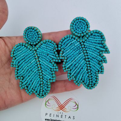 Pendientes hojas monsteras turquesa Pendientes hojas monsteras turquesa