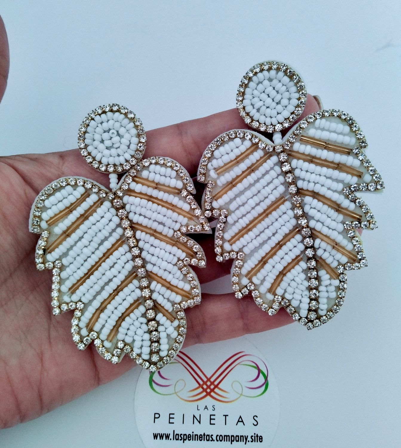 Pendientes hojas monsteras blancas 