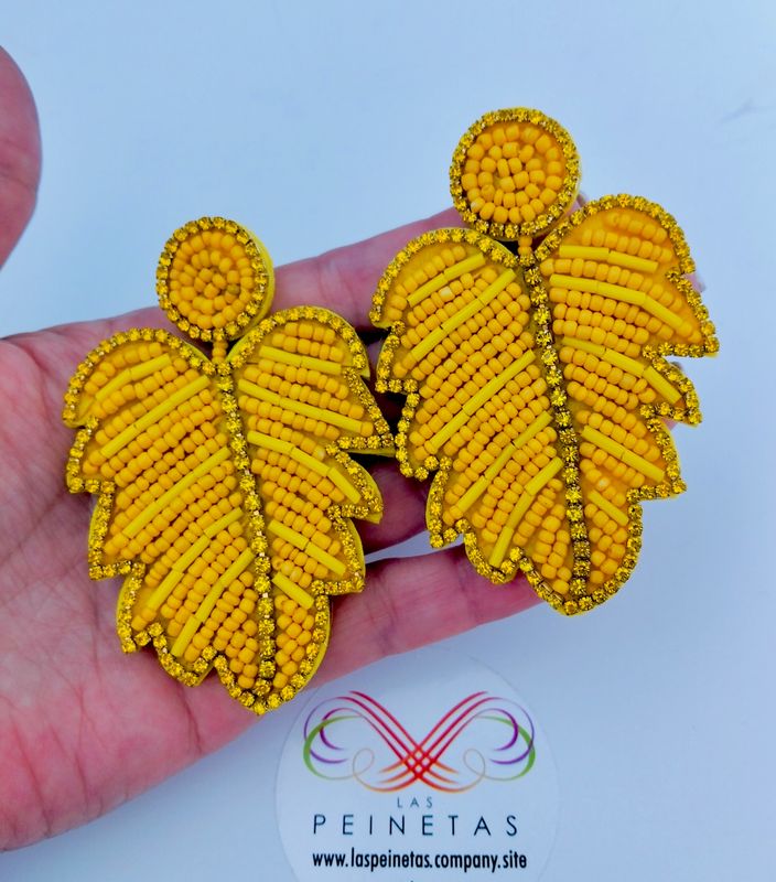 Pendientes hojas monsteras amarillas 