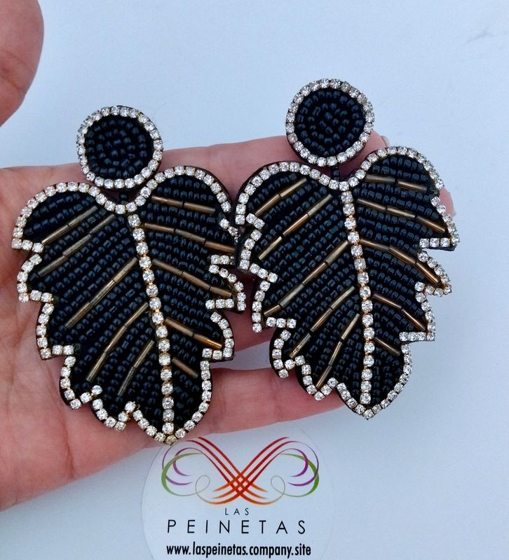 Pendientes hojas monsteras negras