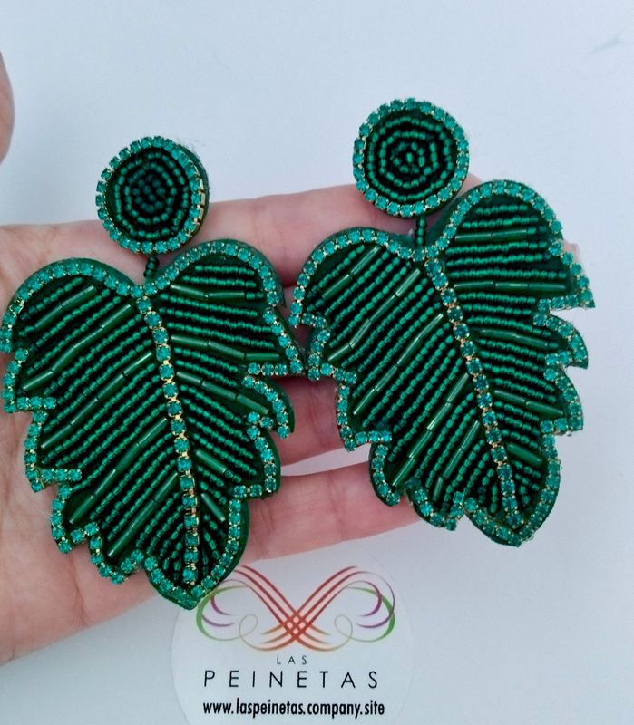 Pendientes hojas monsteras verdes 