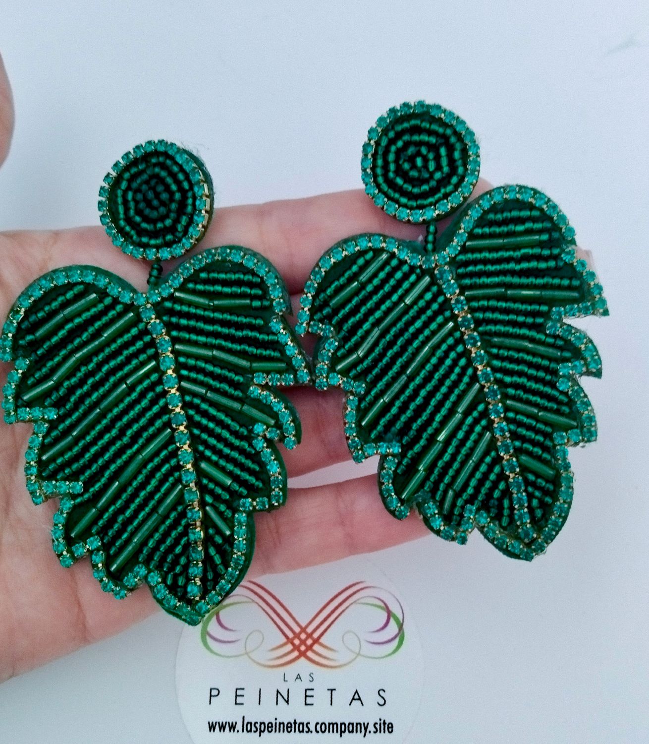 Pendientes hojas monsteras verdes 