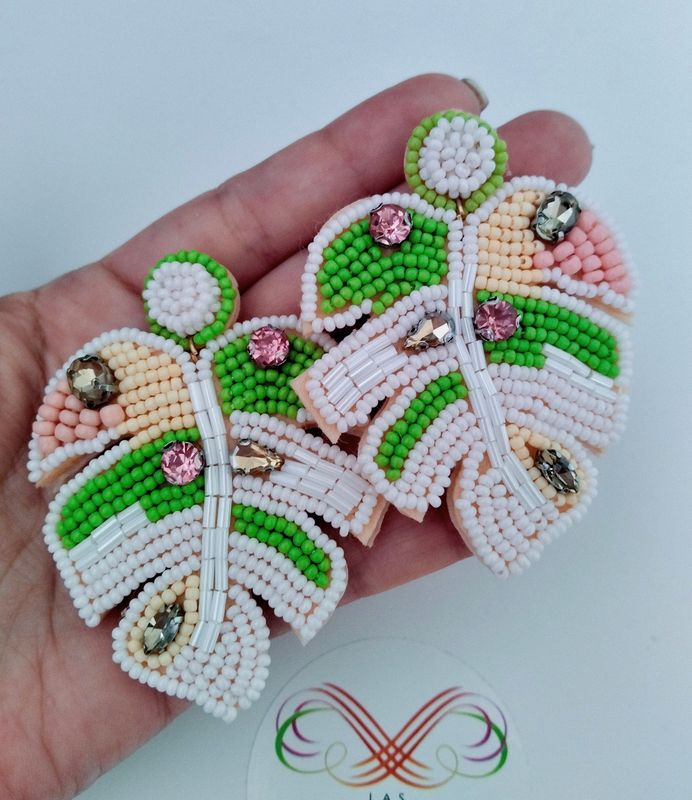 Pendientes hojas monsteras multicolor 