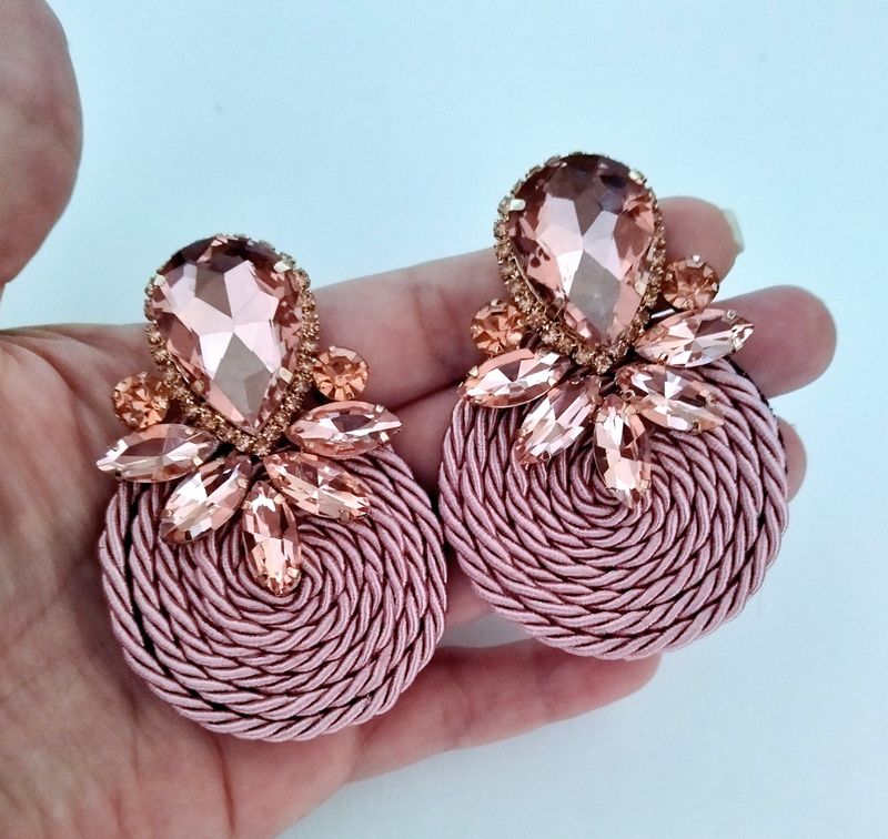 Pendientes cordón rosa palo