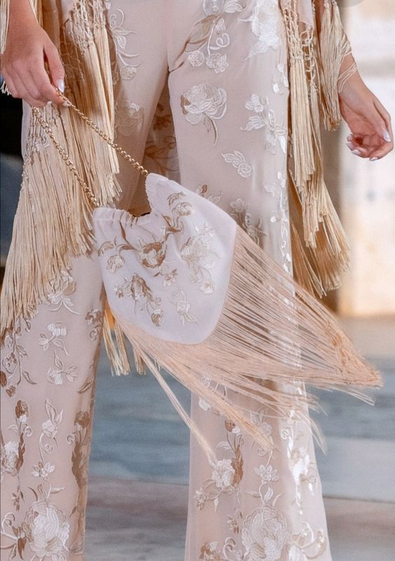 Bolsa flecos beige