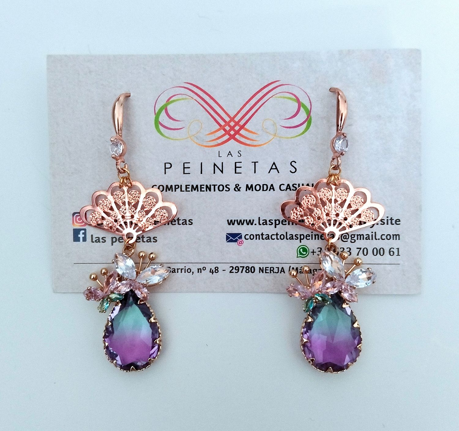 Pendientes abanicos y cristal