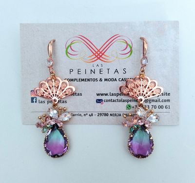 Pendientes abanicos y cristal