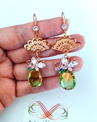 Pendiente cristal verde