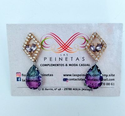 Pendientes cristal morado