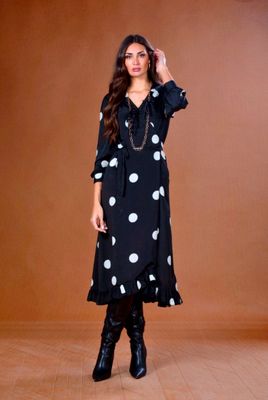 Vestido Luna de satén con estampado de lunares Vestido Luna de satén con estampado de lunares