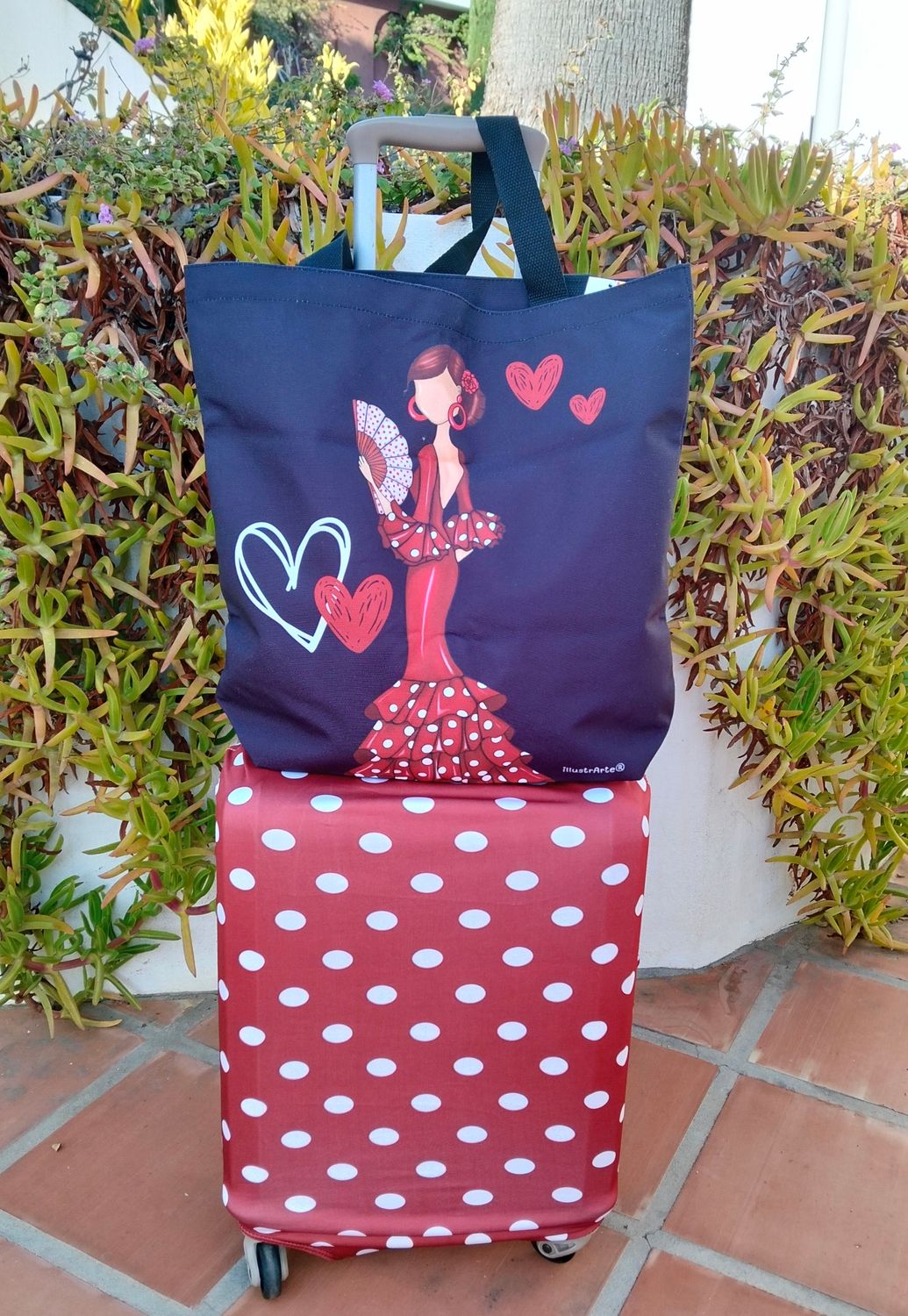 Funda de lunares y bolso tote