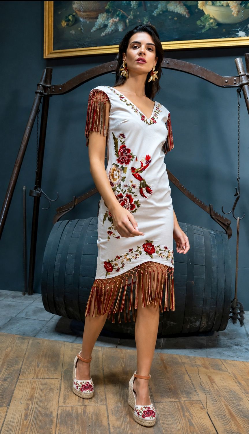 Vestido flamenco marfil
