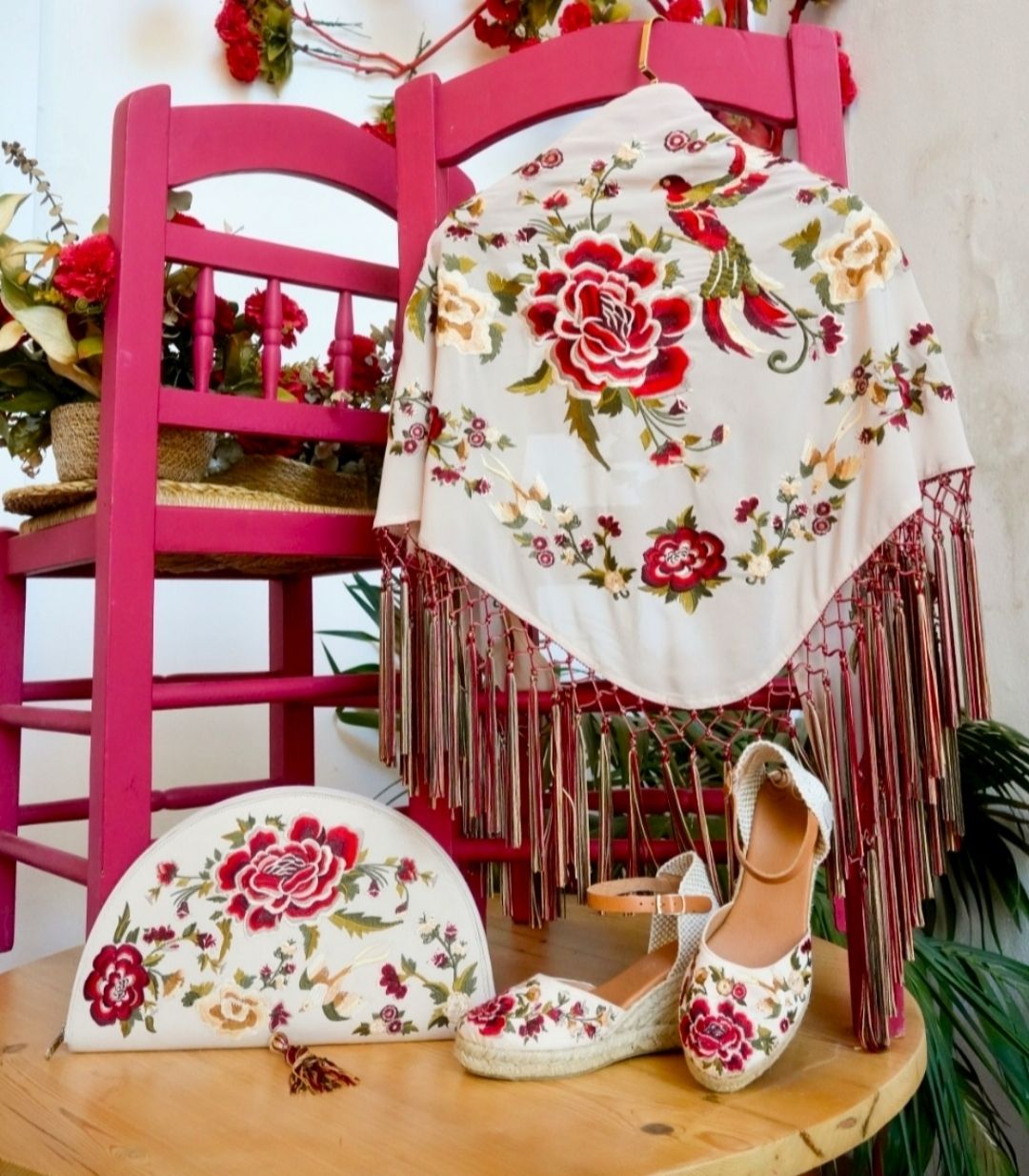 Conjunto esparteñas + mantón + bolso