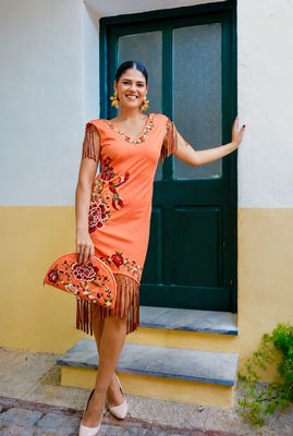 Vestido flamenco naranja-salmon
