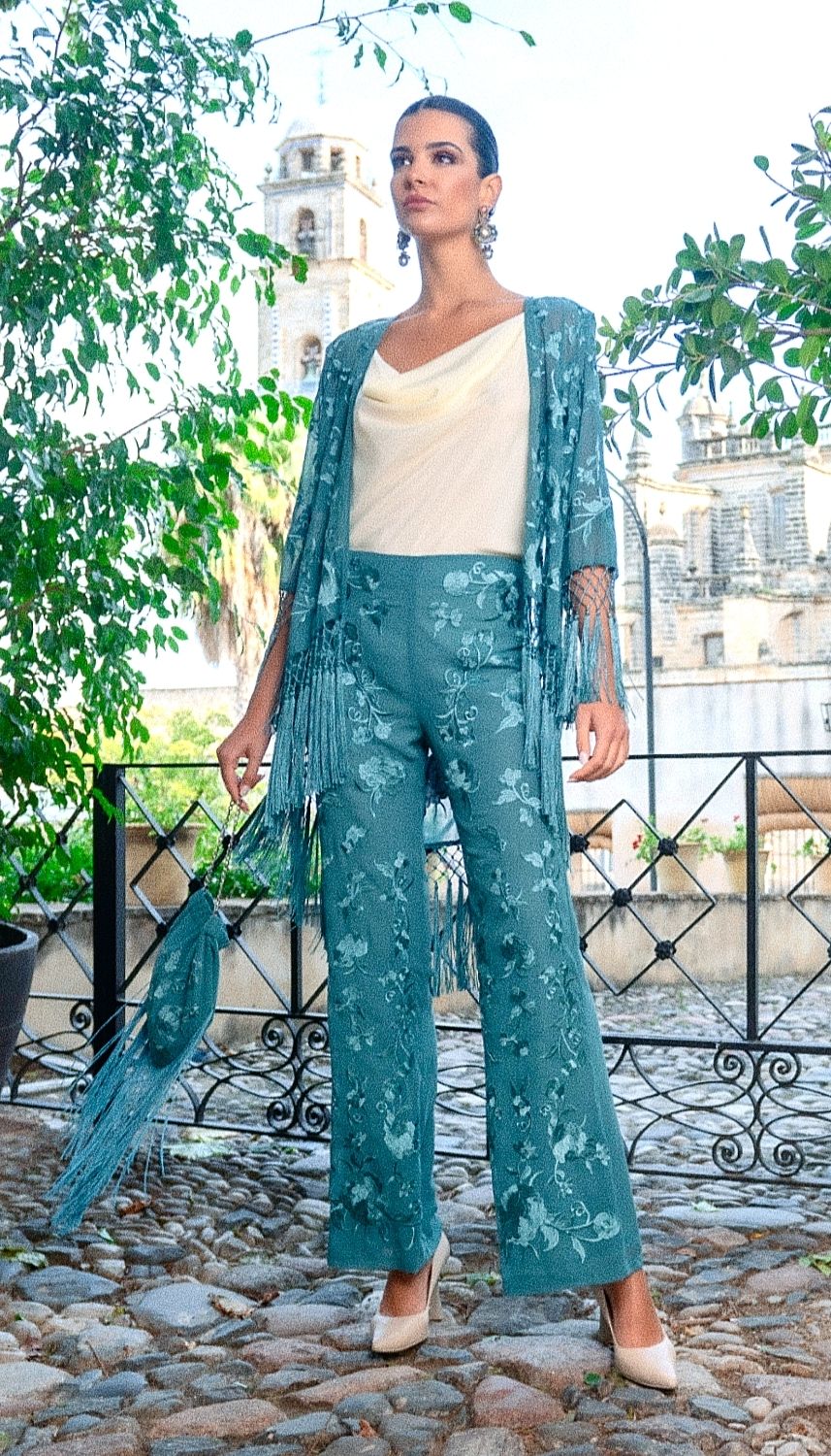 Pantalon bordado verde
