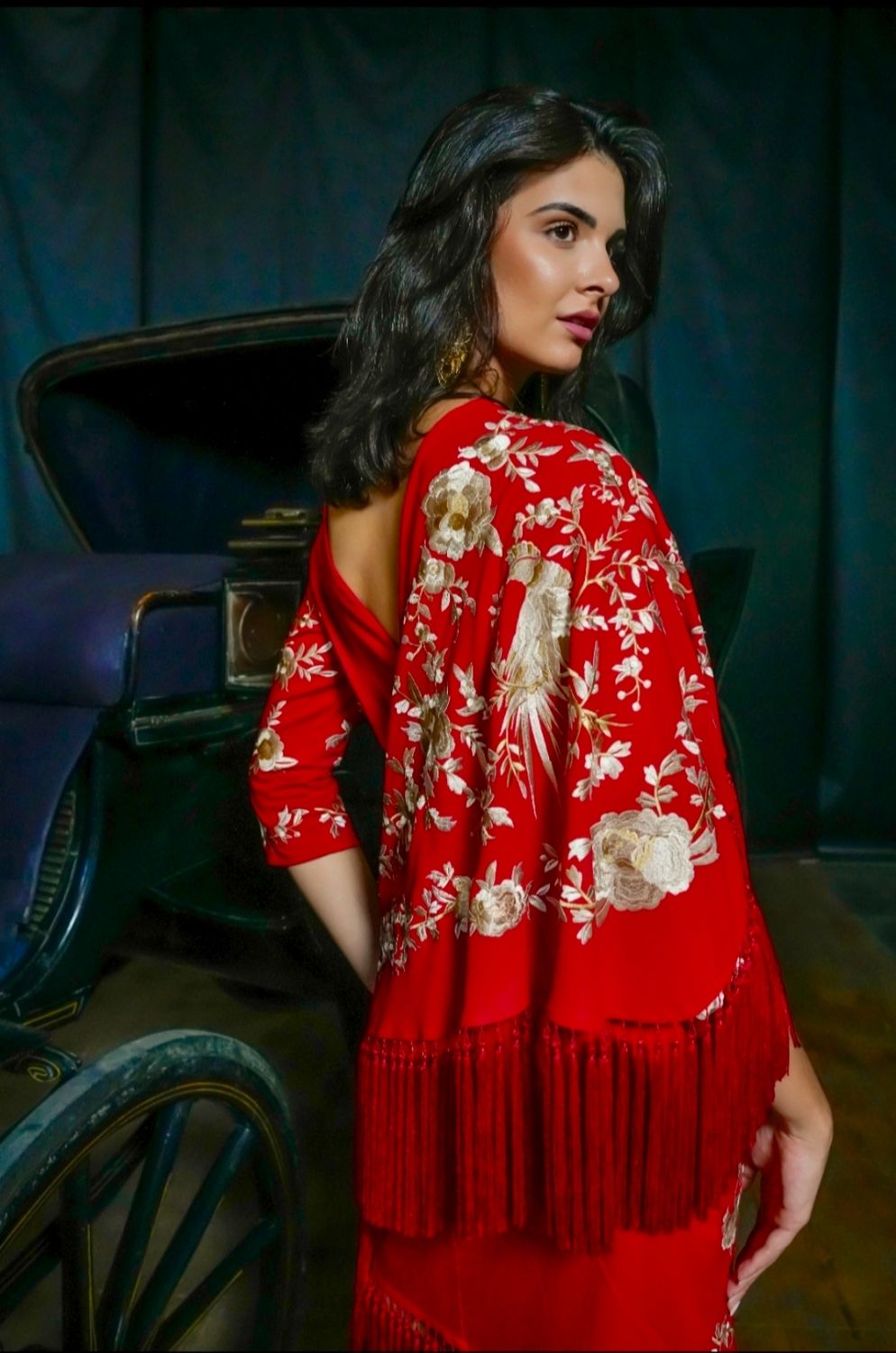 Mantón chanelado rojo. Preventa 