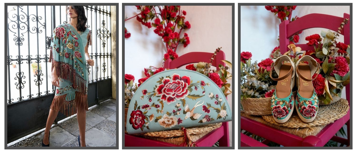 Conjunto esparteñas + mantón + bolso