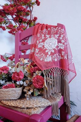 Mantón Jazmín coral 