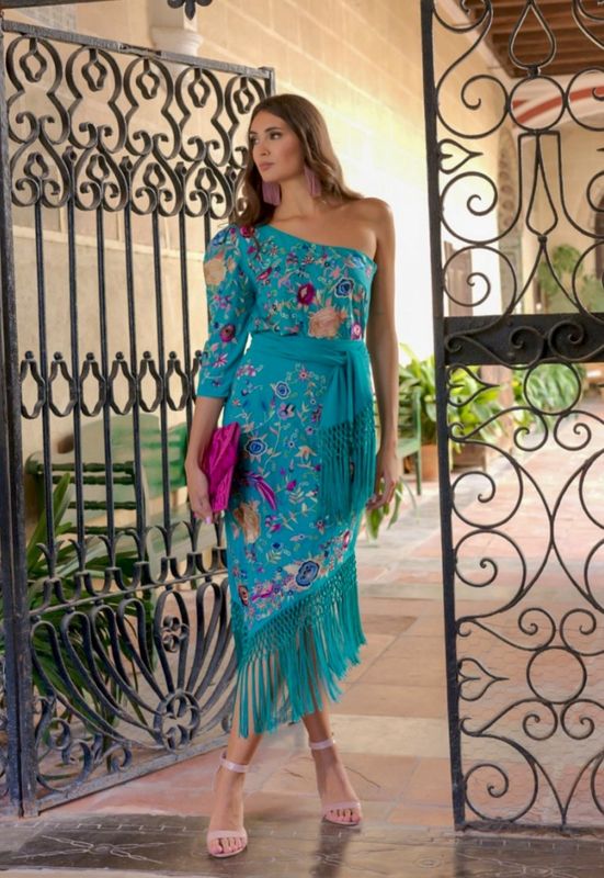 Top manton turquesa 
