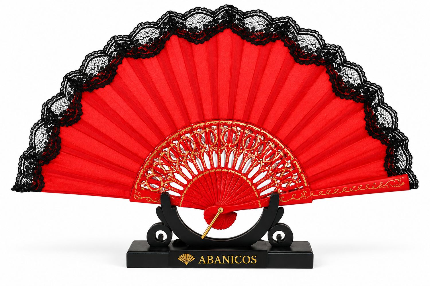 Abanico Negro y rojo 