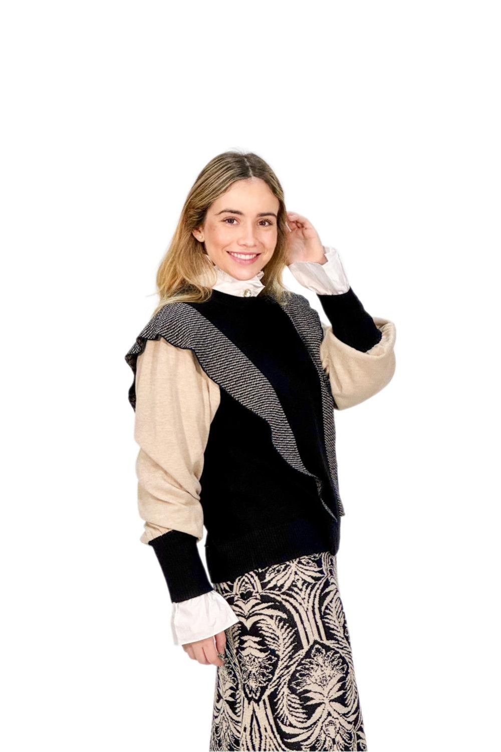 Jersey Rombo negro y beige 
