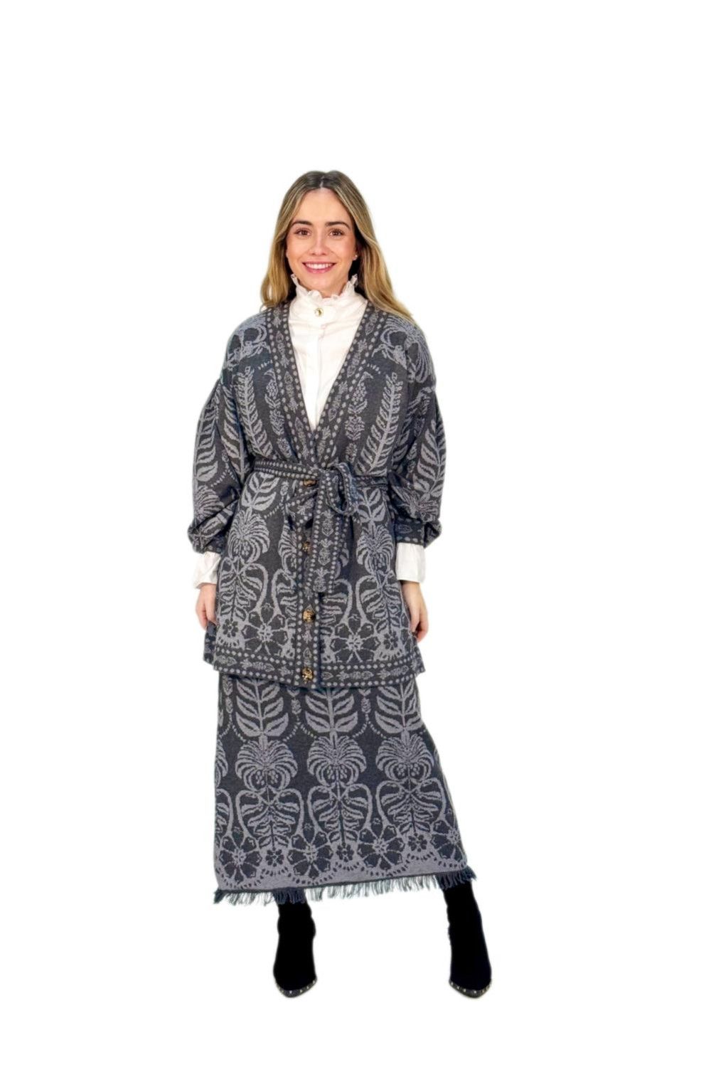 Falda flecos gris/negro 