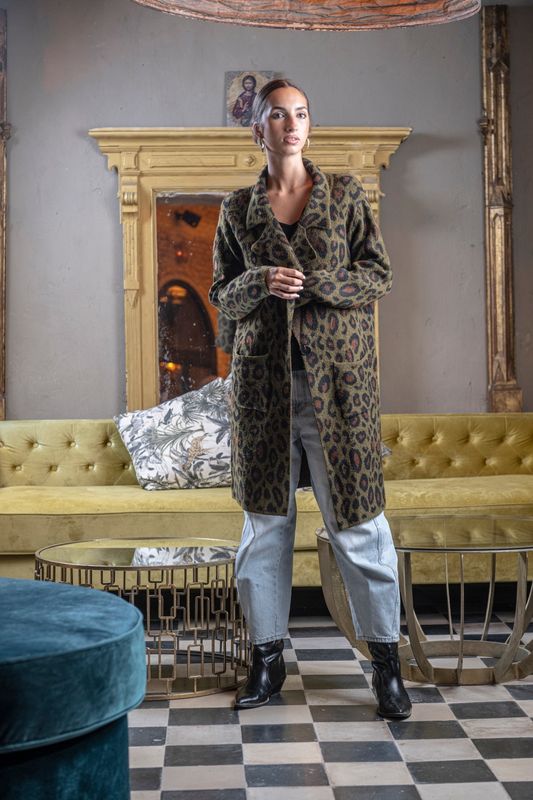 Abrigo animal print verde