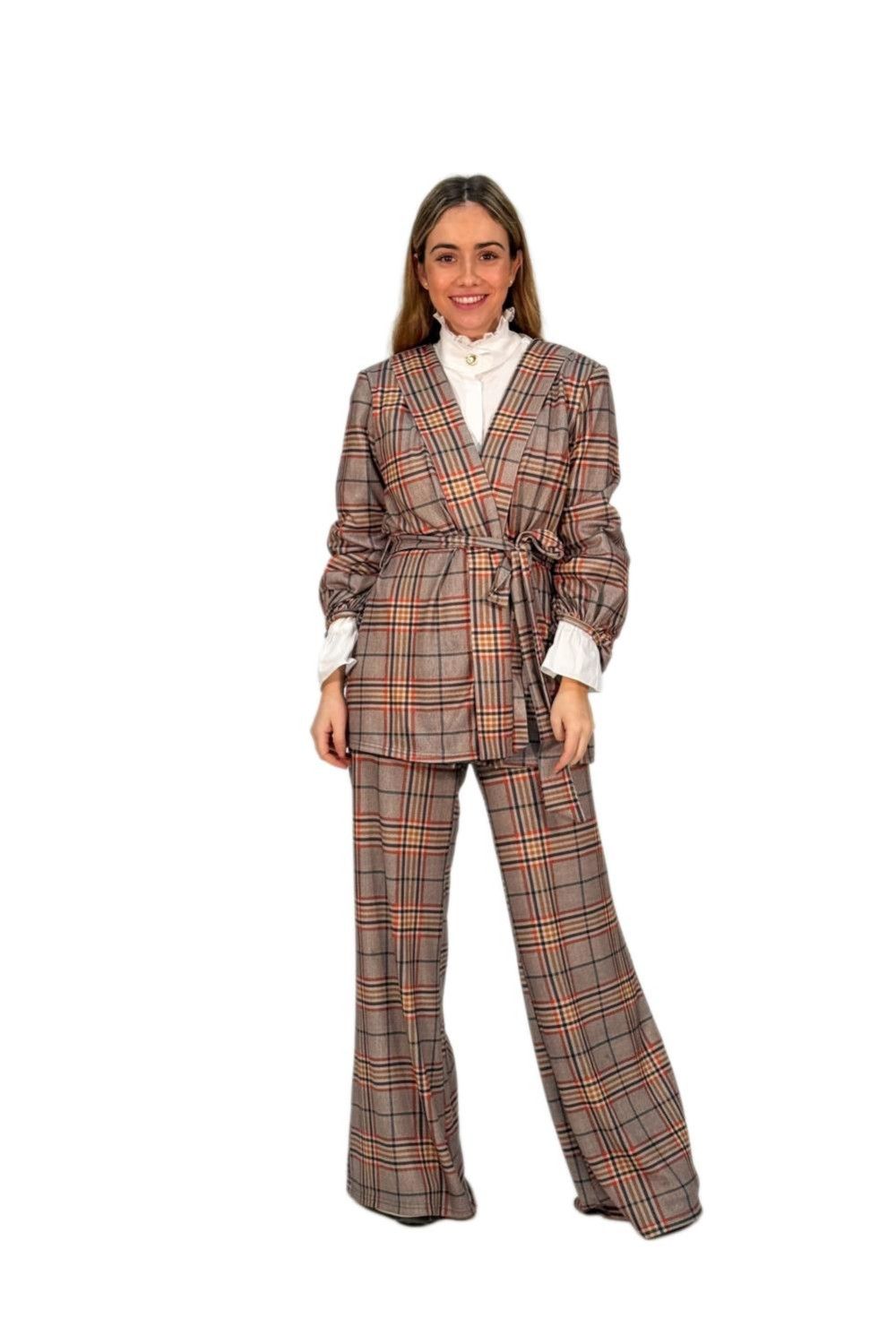 Pantalón cuadros marrón 
