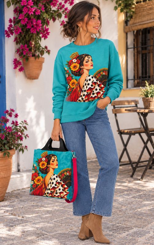 Sudadera flamenca turquesa 