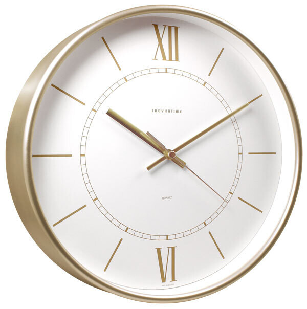 Часы настенные золотистый корпус с римским циферблатом, 30.5 см